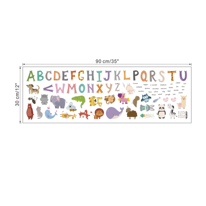 Cartoon wild jungle 26 letters alphabet animal wall stickers for rooms for kids home decoration children wall decal poster mural-HomeDecorDecals_com