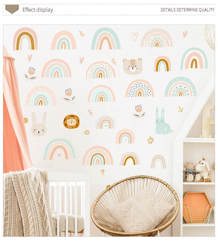 1x Cartoon Arch Rainbow DIY Wall Stickers for Baby Room Kids Bedroom Nursery Window Decor Removable PVC Decals Home Pieces Mural-HomeDecorDecals_com