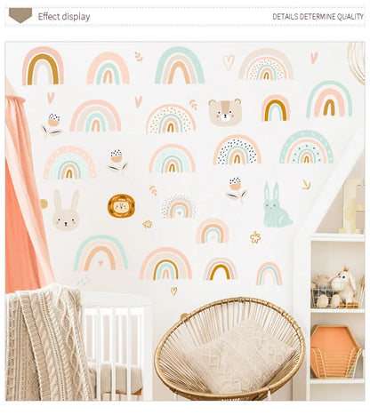 1x Cartoon Arch Rainbow DIY Wall Stickers for Baby Room Kids Bedroom Nursery Window Decor Removable PVC Decals Home Pieces Mural-HomeDecorDecals_com