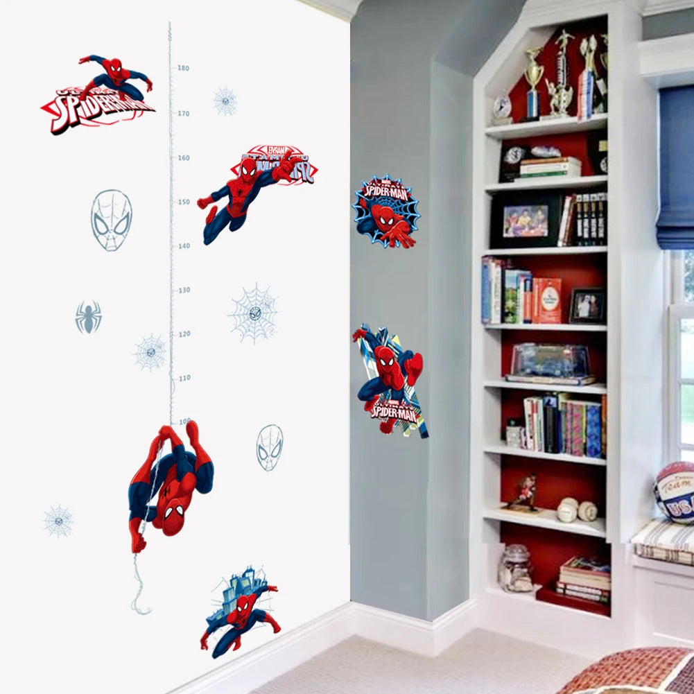 Spider Man height ruler Wall Sticker Creative Printed Superhero Spiderman Vinyl Wall Decal for Kids Room Bedroom Home Decor art-HomeDecorDecals_com