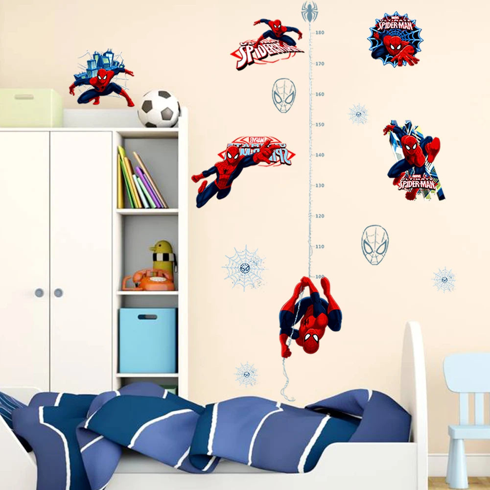 Spider Man height ruler Wall Sticker Creative Printed Superhero Spiderman Vinyl Wall Decal for Kids Room Bedroom Home Decor art-HomeDecorDecals_com
