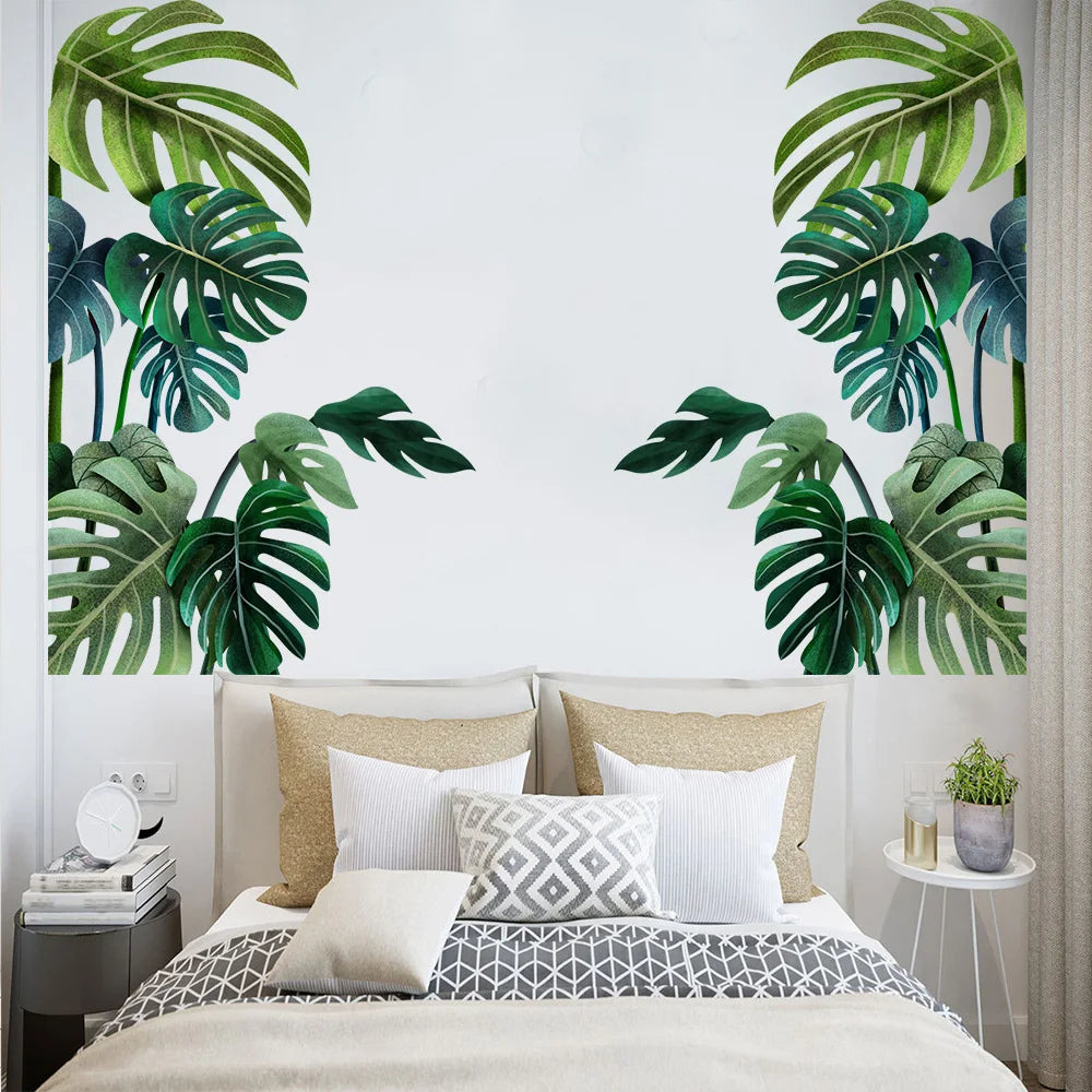 Additional view of Nordic Green Leaf Wall Decal | Home Decor by HomeDecorDecals.