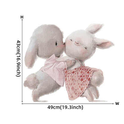Walking Bunny Mother with Sleeping Baby Rabbit Wall Stickers for Kids Room Decorative Nursery Wall Decals Removable Decoration-HomeDecorDecals_com