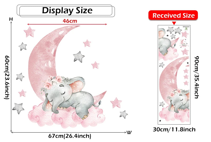 Cartoon Pink Elephant Wall Decal-HomeDecorDecals_com