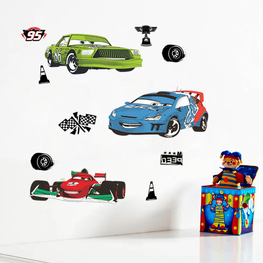 Cartoon car road track creative wall sticker for kids rooms nursery children's room decor on the wall car murals Child gift-HomeDecorDecals_com