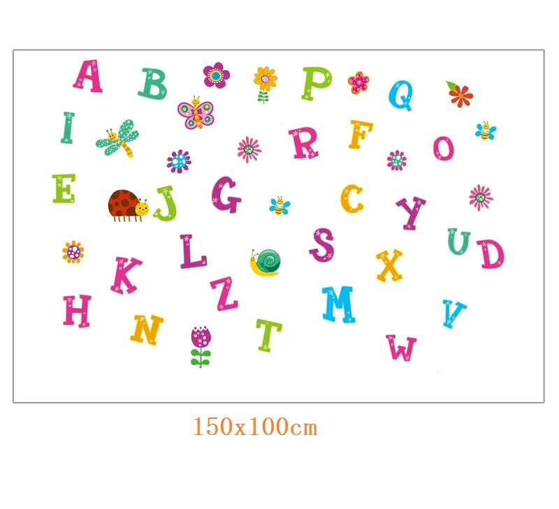 Cartoon wild jungle 26 letters alphabet animal wall stickers for rooms for kids home decoration children wall decal poster mural-HomeDecorDecals_com