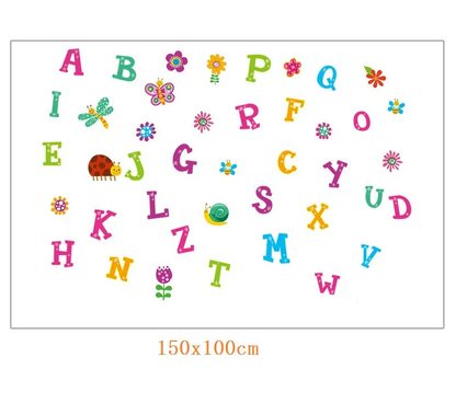 Cartoon wild jungle 26 letters alphabet animal wall stickers for rooms for kids home decoration children wall decal poster mural-HomeDecorDecals_com