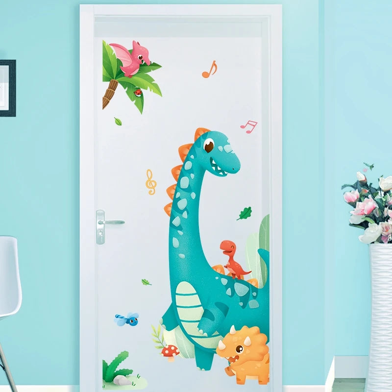 Cartoon Large Dinosaur Kids Wall Stickers for Nursery Room Removable Decals Baby Bedroom Decor Bathroom Door DIY Posters Murals-HomeDecorDecals_com