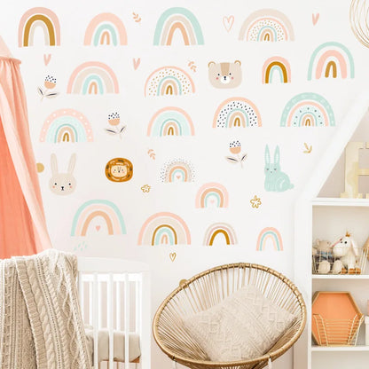 1x Cartoon Arch Rainbow DIY Wall Stickers for Baby Room Kids Bedroom Nursery Window Decor Removable PVC Decals Home Pieces Mural-HomeDecorDecals_com