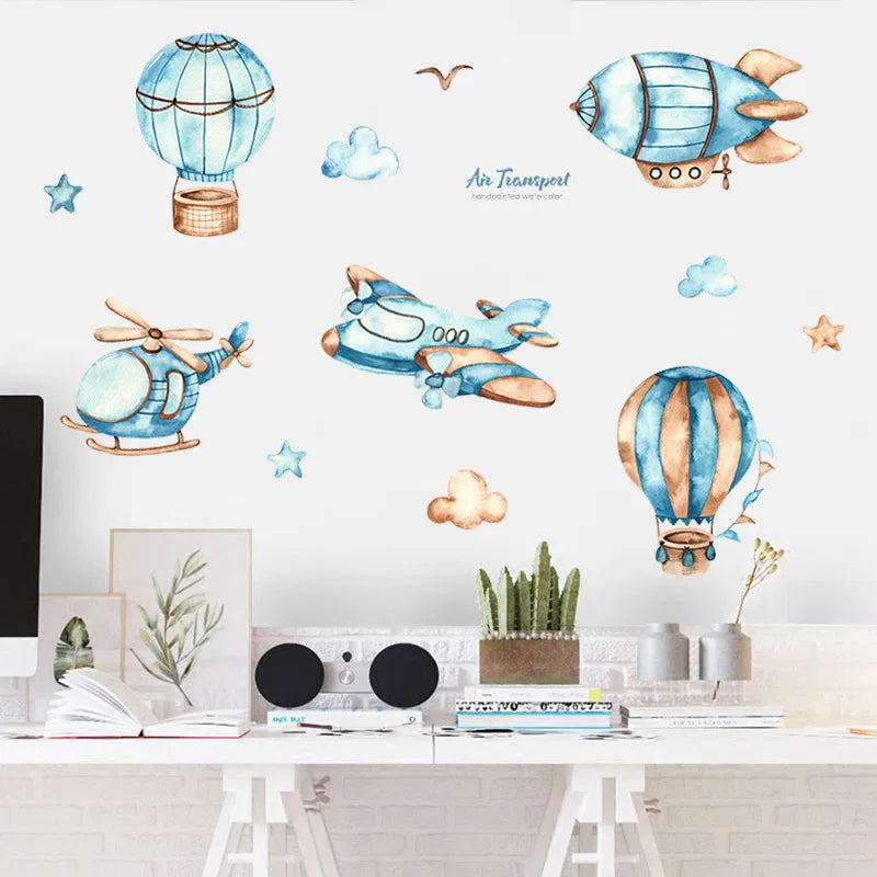 Kids Cartoon Hot Air Balloon Wall Stickers-HomeDecorDecals_com