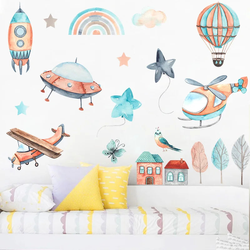 Kids Cartoon Hot Air Balloon Wall Stickers-HomeDecorDecals_com