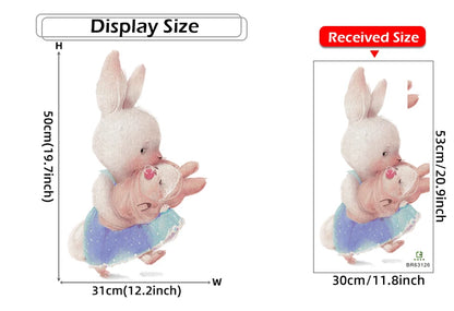 Walking Bunny Mother with Sleeping Baby Rabbit Wall Stickers for Kids Room Decorative Nursery Wall Decals Removable Decoration-HomeDecorDecals_com
