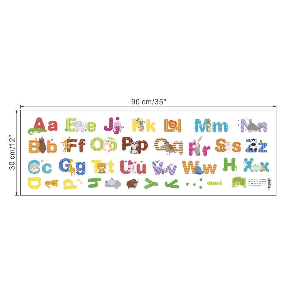 Cartoon wild jungle 26 letters alphabet animal wall stickers for rooms for kids home decoration children wall decal poster mural-HomeDecorDecals_com