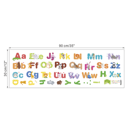Cartoon wild jungle 26 letters alphabet animal wall stickers for rooms for kids home decoration children wall decal poster mural-HomeDecorDecals_com