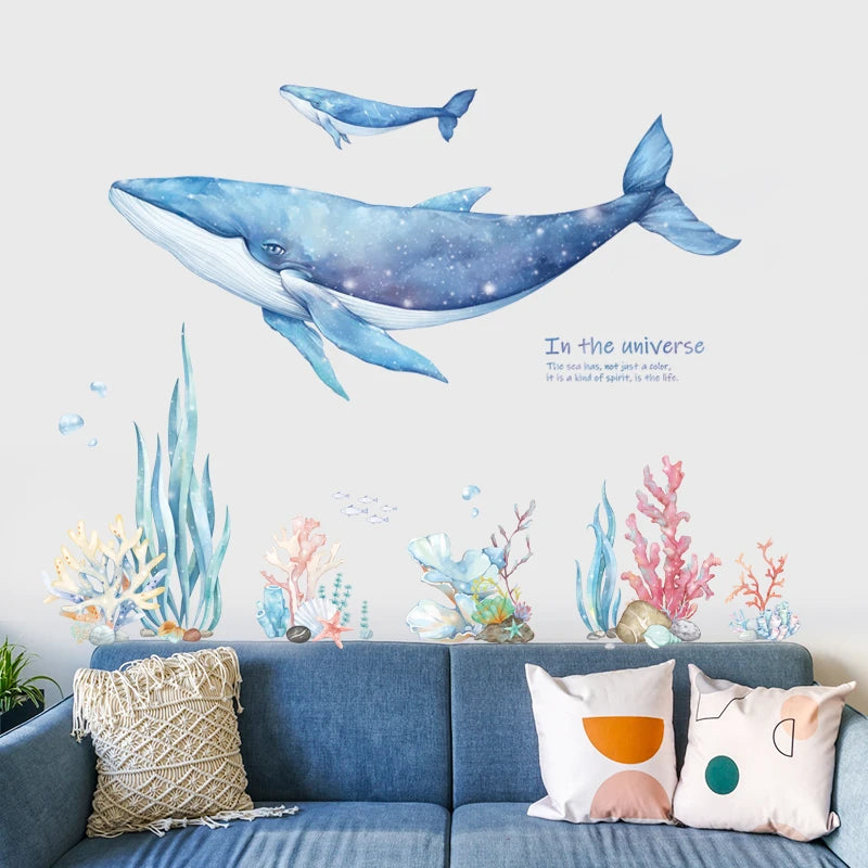 Cartoon Dreamland Wall Sticker for Kids rooms Nursery Wall Decor Vinyl Tile Stickers Waterproof Whale Wall Decals Home Decor-HomeDecorDecals_com