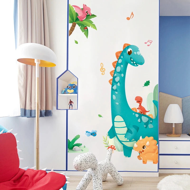 Cartoon Large Dinosaur Kids Wall Stickers for Nursery Room Removable Decals Baby Bedroom Decor Bathroom Door DIY Posters Murals-HomeDecorDecals_com