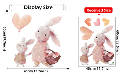 Walking Bunny Mother with Sleeping Baby Rabbit Wall Stickers for Kids Room Decorative Nursery Wall Decals Removable Decoration-HomeDecorDecals_com