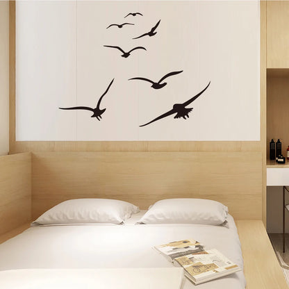 HonC A Flock Of Seabirds Wall Stickers Living Room Bedroom Home Background DIY Decoration Mural Art Decals Carved Wallpaper-HomeDecorDecals_com