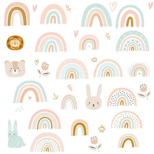 1x Cartoon Arch Rainbow DIY Wall Stickers for Baby Room Kids Bedroom Nursery Window Decor Removable PVC Decals Home Pieces Mural-HomeDecorDecals_com
