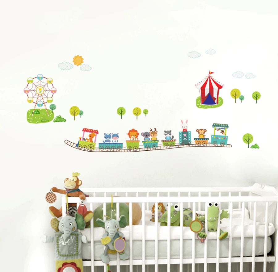 Cartoon car road track creative wall sticker for kids rooms nursery children's room decor on the wall car murals Child gift-HomeDecorDecals_com