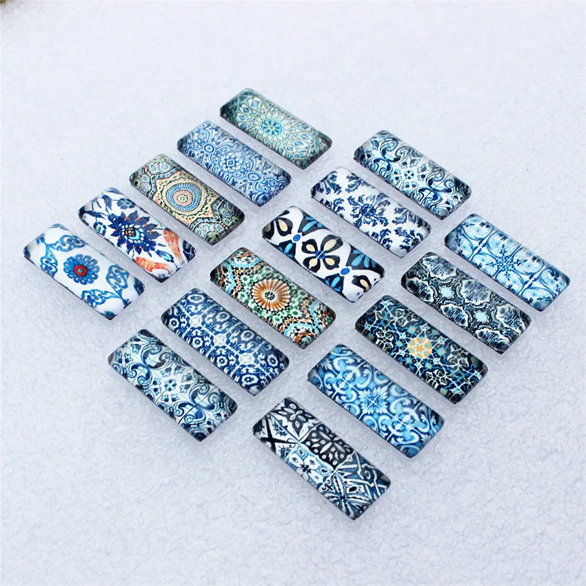 Close-up view of Mixed Porcelain Rectangle Dome Cabochons | Home Decor by HomeDecorDecals.