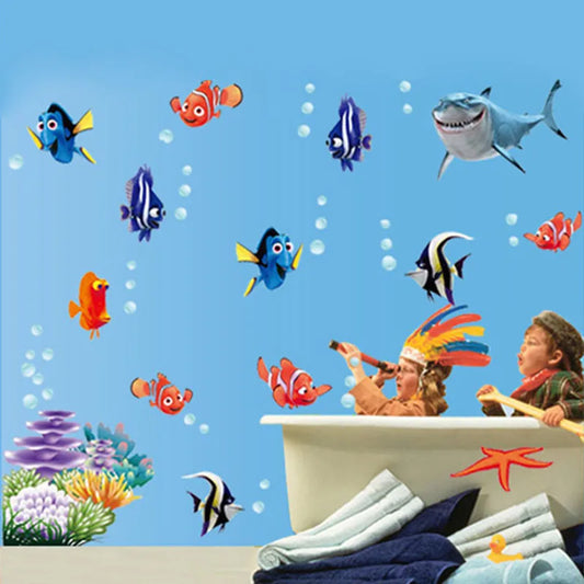 Seabed Fish Bubble NEMO Wall Sticker Cartoon Wall Sticker For Kids Rooms Bathroom Home Decor Nursery quarto Decals Poster-HomeDecorDecals_com
