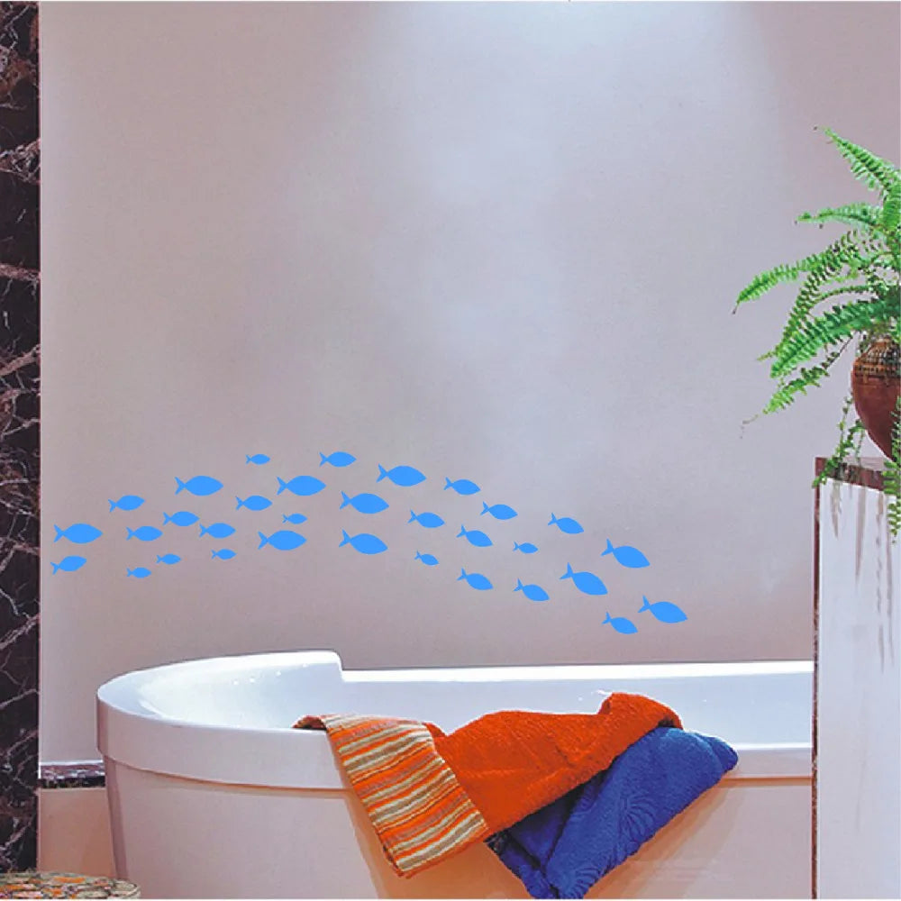 35 pcs Fish /Set Vinyl Wall Sticker Waterproof Removable Bathroom Wall Decor, Ocean Fish Scene Wall Decals For Nursery Kids Room-HomeDecorDecals_com