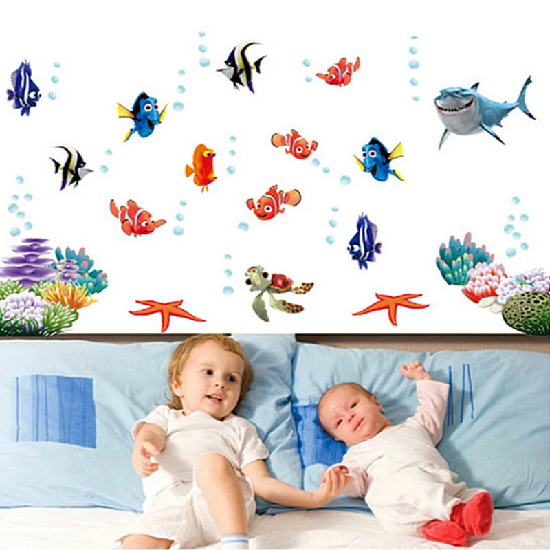 Seabed Fish Bubble NEMO Wall Sticker Cartoon Wall Sticker For Kids Rooms Bathroom Home Decor Nursery quarto Decals Poster-HomeDecorDecals_com