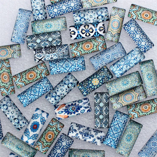 Mixed Porcelain Rectangle Dome Cabochons | Home Decor removable peel and stick wall decal by HomeDecorDecals.