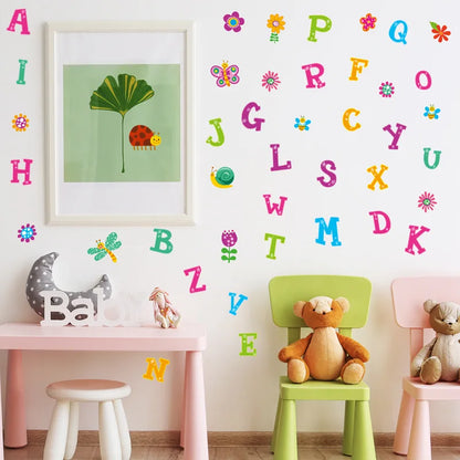 Cartoon wild jungle 26 letters alphabet animal wall stickers for rooms for kids home decoration children wall decal poster mural-HomeDecorDecals_com