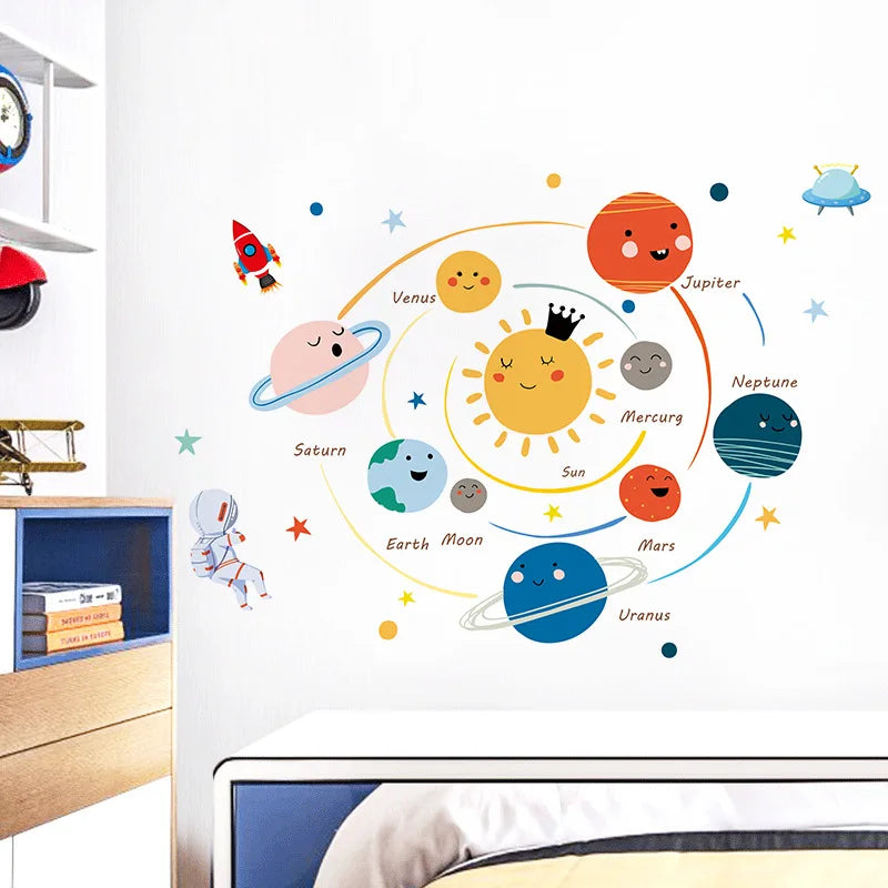 Cartoon Solar System Wall Stickers Kids Room Decor-HomeDecorDecals_com