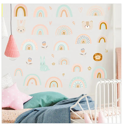 1x Cartoon Arch Rainbow DIY Wall Stickers for Baby Room Kids Bedroom Nursery Window Decor Removable PVC Decals Home Pieces Mural-HomeDecorDecals_com