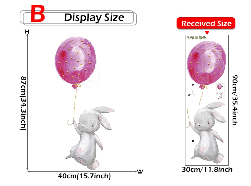 Cute Grey Bunny Ballet Rabbit Wall Stickers for Kids Room Cat Baby Nursery Wall Decals Pink Flower for Girl Room Home Decoration-HomeDecorDecals_com