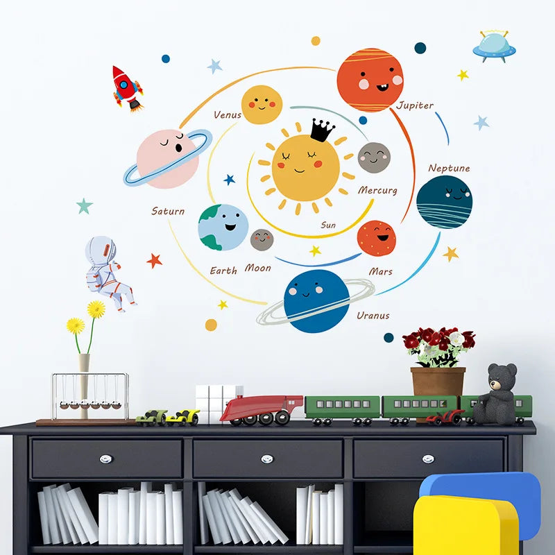 Cartoon Solar System Wall Stickers Kids Room Decor-HomeDecorDecals_com
