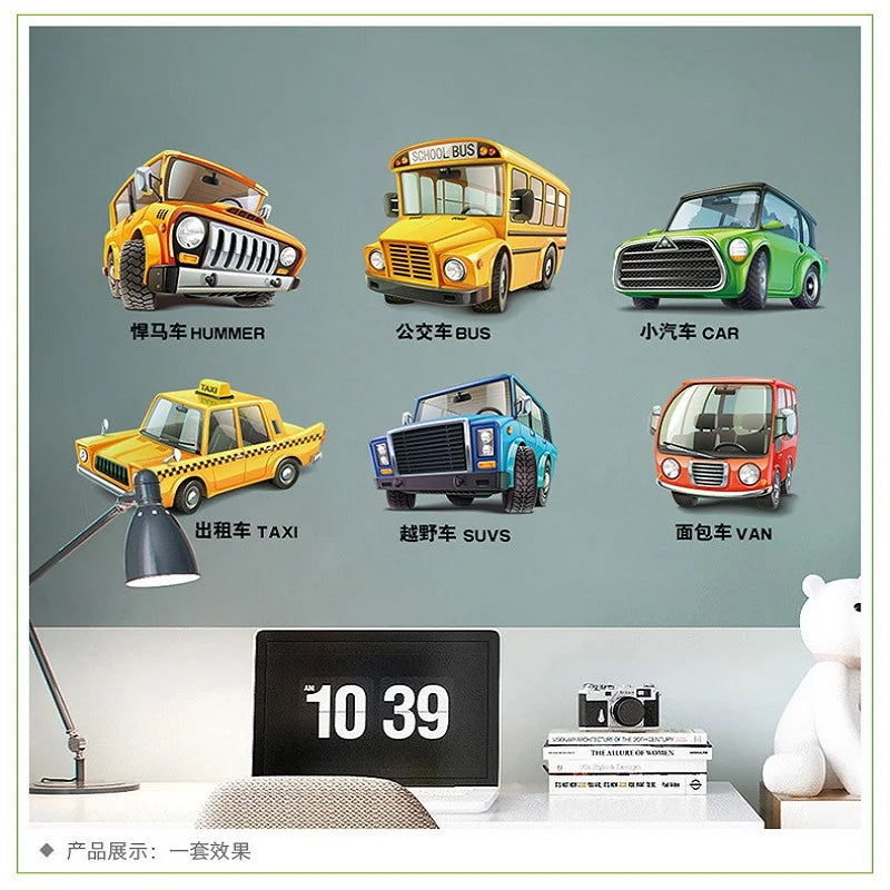 Cartoon car road track creative wall sticker for kids rooms nursery children's room decor on the wall car murals Child gift-HomeDecorDecals_com