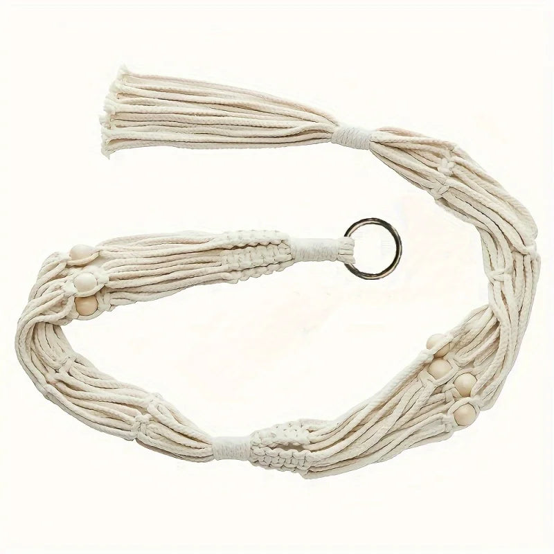 Hanging Planter Basket Cotton Rope with Beads | Home Decor design details by HomeDecorDecals.