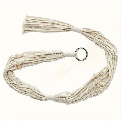 Hanging Planter Basket Cotton Rope with Beads | Home Decor design details by HomeDecorDecals.
