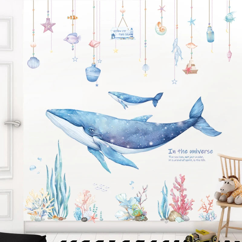 Cartoon Dreamland Wall Sticker for Kids rooms Nursery Wall Decor Vinyl Tile Stickers Waterproof Whale Wall Decals Home Decor-HomeDecorDecals_com
