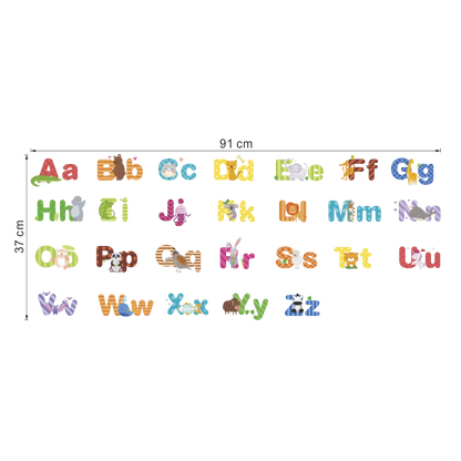 Cartoon wild jungle 26 letters alphabet animal wall stickers for rooms for kids home decoration children wall decal poster mural-HomeDecorDecals_com