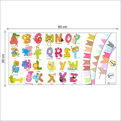 Cartoon wild jungle 26 letters alphabet animal wall stickers for rooms for kids home decoration children wall decal poster mural-HomeDecorDecals_com
