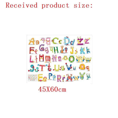 Cartoon wild jungle 26 letters alphabet animal wall stickers for rooms for kids home decoration children wall decal poster mural-HomeDecorDecals_com