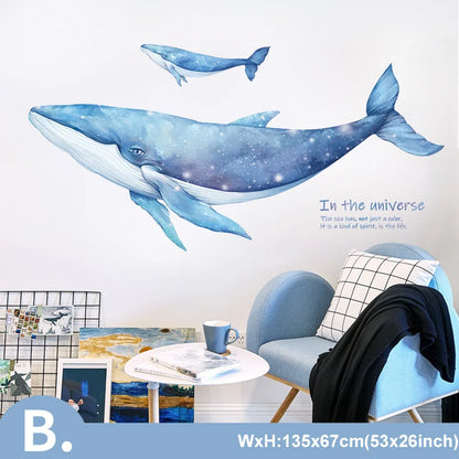 Cartoon Dreamland Wall Sticker for Kids rooms Nursery Wall Decor Vinyl Tile Stickers Waterproof Whale Wall Decals Home Decor-HomeDecorDecals_com