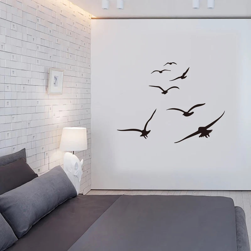 HonC A Flock Of Seabirds Wall Stickers Living Room Bedroom Home Background DIY Decoration Mural Art Decals Carved Wallpaper-HomeDecorDecals_com