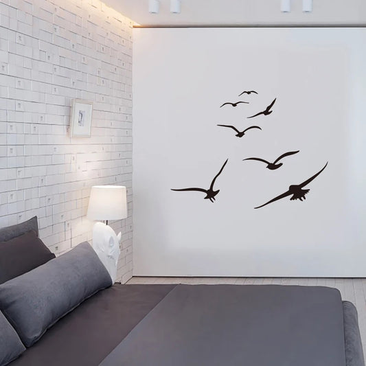 HonC A Flock Of Seabirds Wall Stickers Living Room Bedroom Home Background DIY Decoration Mural Art Decals Carved Wallpaper-HomeDecorDecals_com