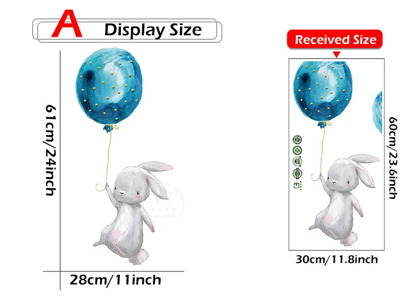 Bunny Baby Nursery Wall Stickers Cartoon Rabbit Swing on the Stars Wall Decals for Kids Room PVC Removable Stickers PVC DIY-HomeDecorDecals_com