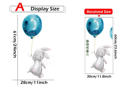 Bunny Baby Nursery Wall Stickers Cartoon Rabbit Swing on the Stars Wall Decals for Kids Room PVC Removable Stickers PVC DIY-HomeDecorDecals_com