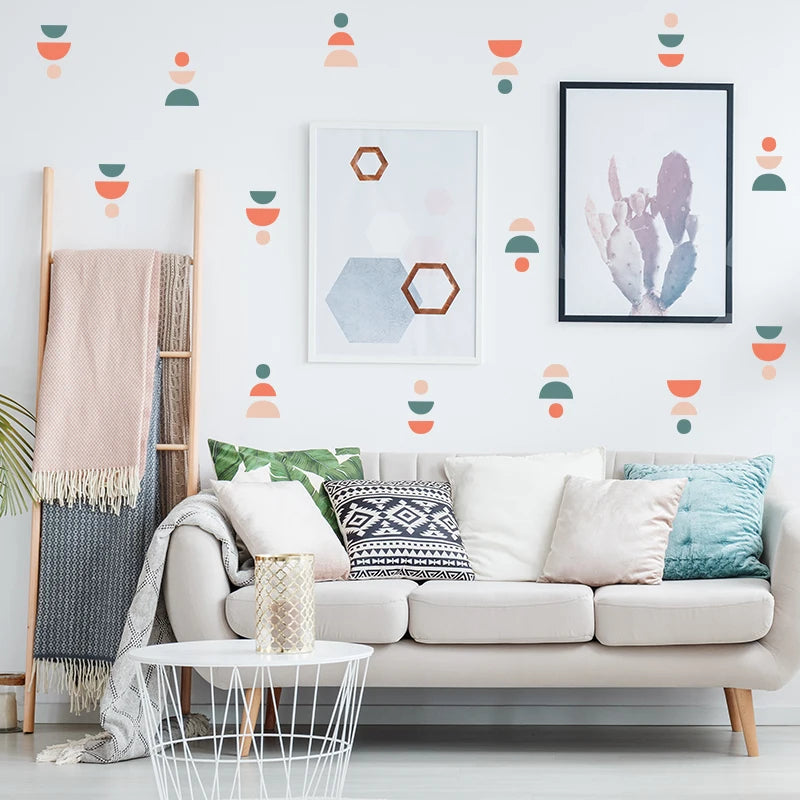 20pcs/set Boho Style Wall Stickers Minimalist Geometric Wall Art Decals Removable Nursery Stickers for Kids Room circle pattern-HomeDecorDecals_com