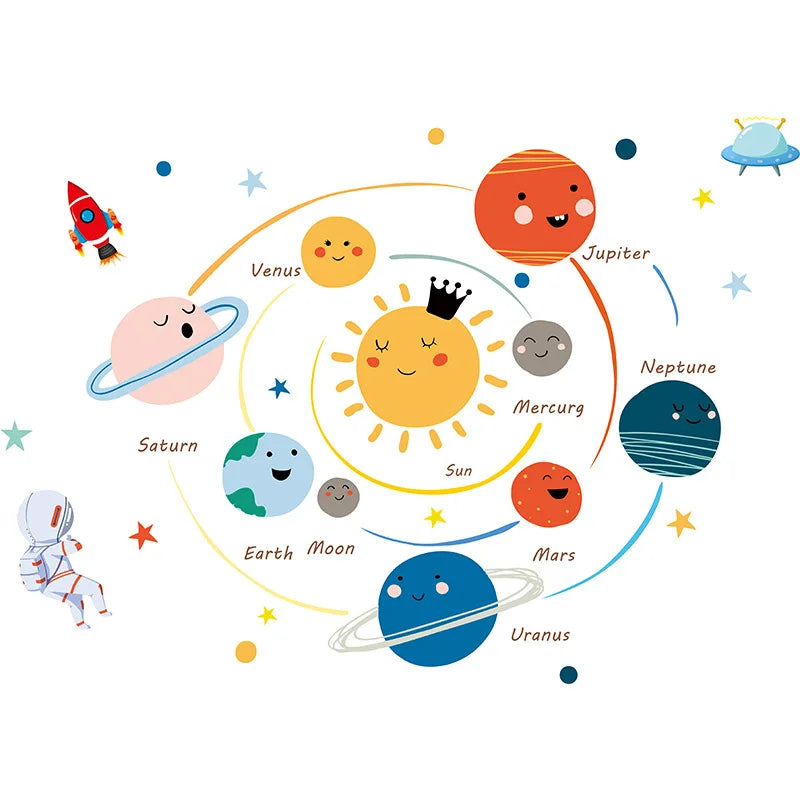 Cartoon Solar System Wall Stickers Kids Room Decor-HomeDecorDecals_com