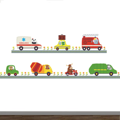 Cartoon car road track creative wall sticker for kids rooms nursery children's room decor on the wall car murals Child gift-HomeDecorDecals_com