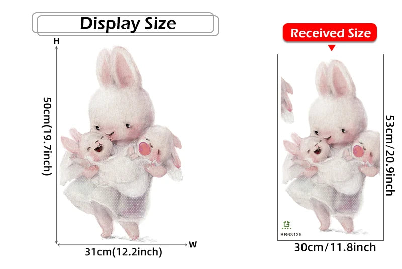Walking Bunny Mother with Sleeping Baby Rabbit Wall Stickers for Kids Room Decorative Nursery Wall Decals Removable Decoration-HomeDecorDecals_com